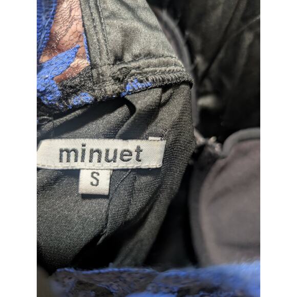 Minuet Blue Sequin Black Lace Formal Sleeveless Mini Dress Size S Prom Hoco - Picture 6 of 9